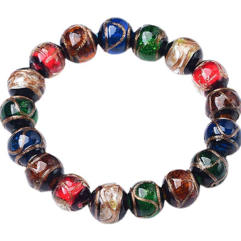 Buddha Stones Colorful Liuli Glass Bead Luck Bracelet