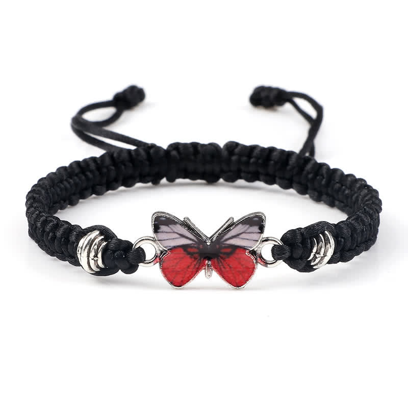 Buddha Stones Butterfly Freedom Love String Charm Bracelet - Black-Red Butterfly - image 7