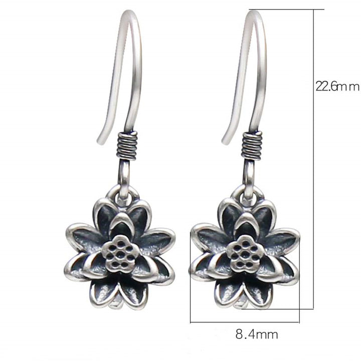 Buddha Stones 925 Sterling Silver Lotus Flower Enlightenment Earrings - image 6