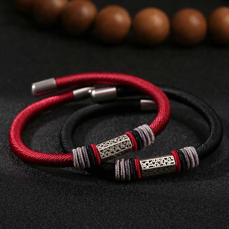 Buddha Stones 925 Sterling Silver Om Mani Padme Hum Peace Red String Bracelet - image 2