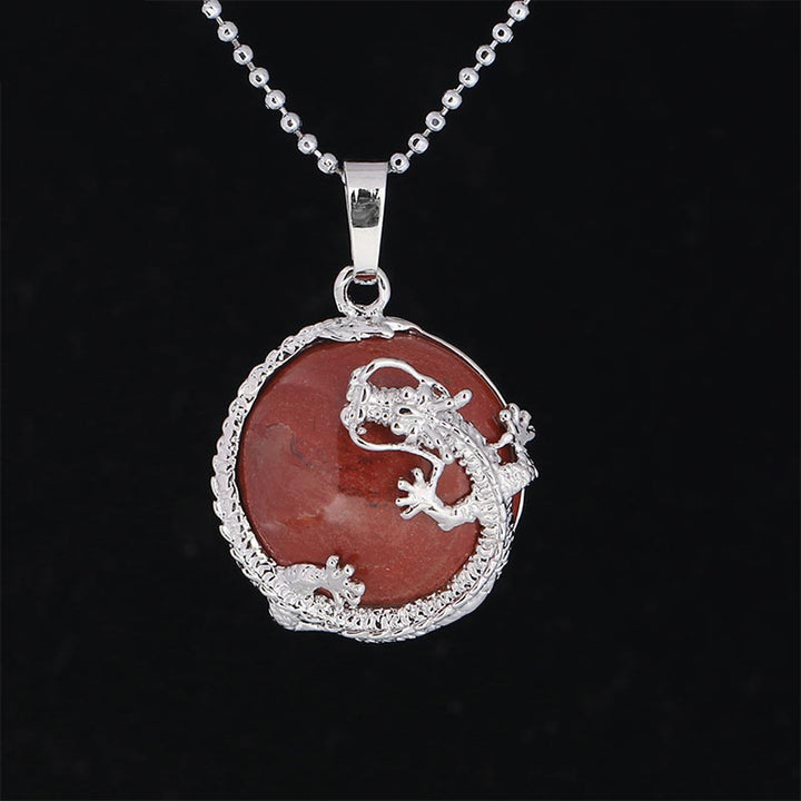 Buddha Stones Chinese Dragon Natural Quartz Crystal Healing Energy Necklace Pendant - Red Jasper - image 25