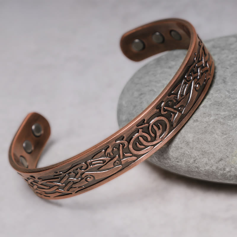 Buddha Stones Viking Birds Magnetic Copper Adjustable Cuff Bracelet Bangle - image 2