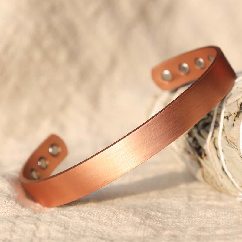 Buddha Stones Vintage Pattern Magnetic Copper Adjustable Cuff Bracelet Bangle - image 1