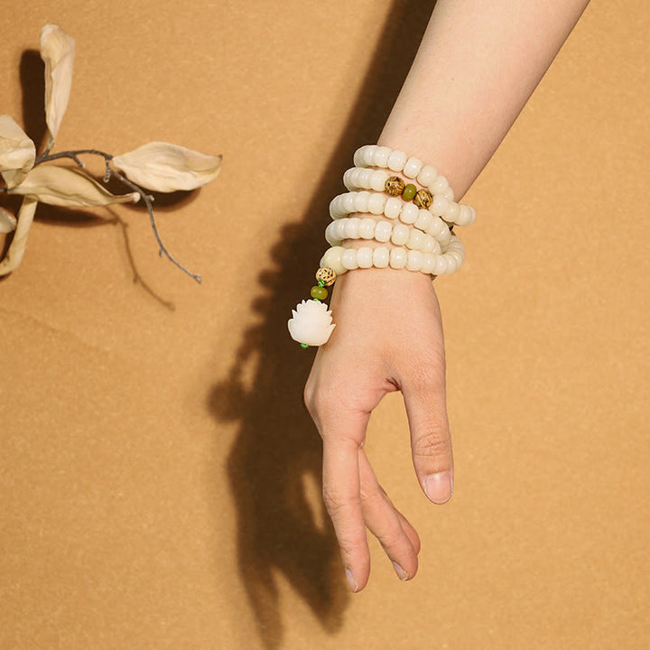 Buddha Stones "Hoping for Serenity and Mindfulness" Bodhi Lotus Mala Includes Gift Message Card - image 16