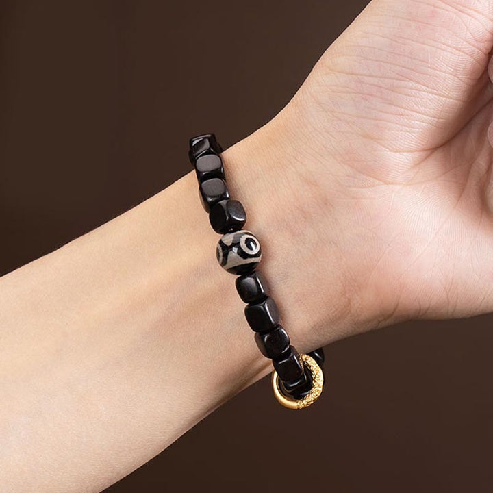 Buddha Stones Tibetan Ebony Wood Dzi Bead Balance Calm Bracelet