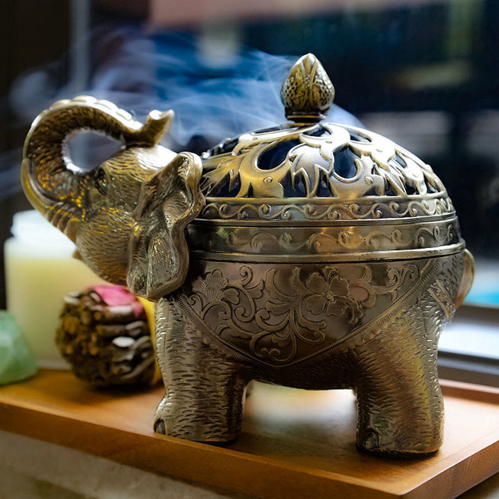 Buddha Stones Elephant Alloy Incense Holder Home Decoration Incense Burner - image 8