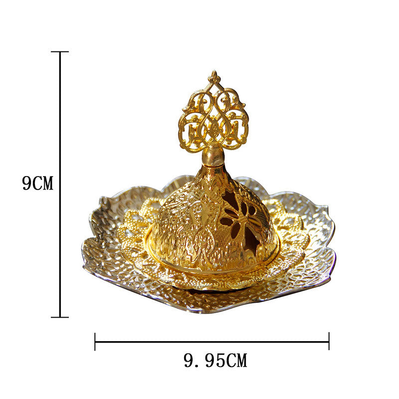 Gold Leaf Coaster Spiritual Mini Alloy Metal Incense Burner - image 23