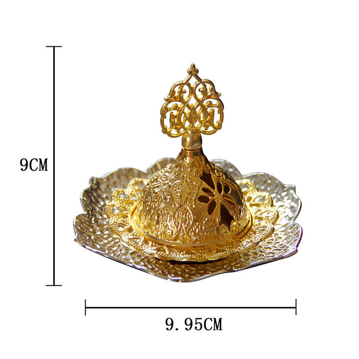 Gold Leaf Coaster Spiritual Mini Alloy Metal Incense Burner - image 23
