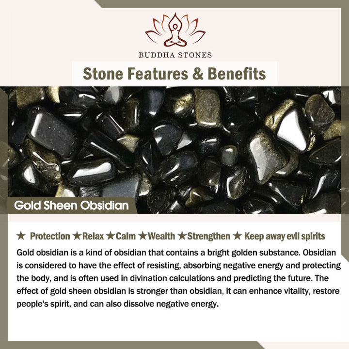 Buddha Stones Gold Sheen Obsidian PiXiu Wealth Rope Bracelet - image 8