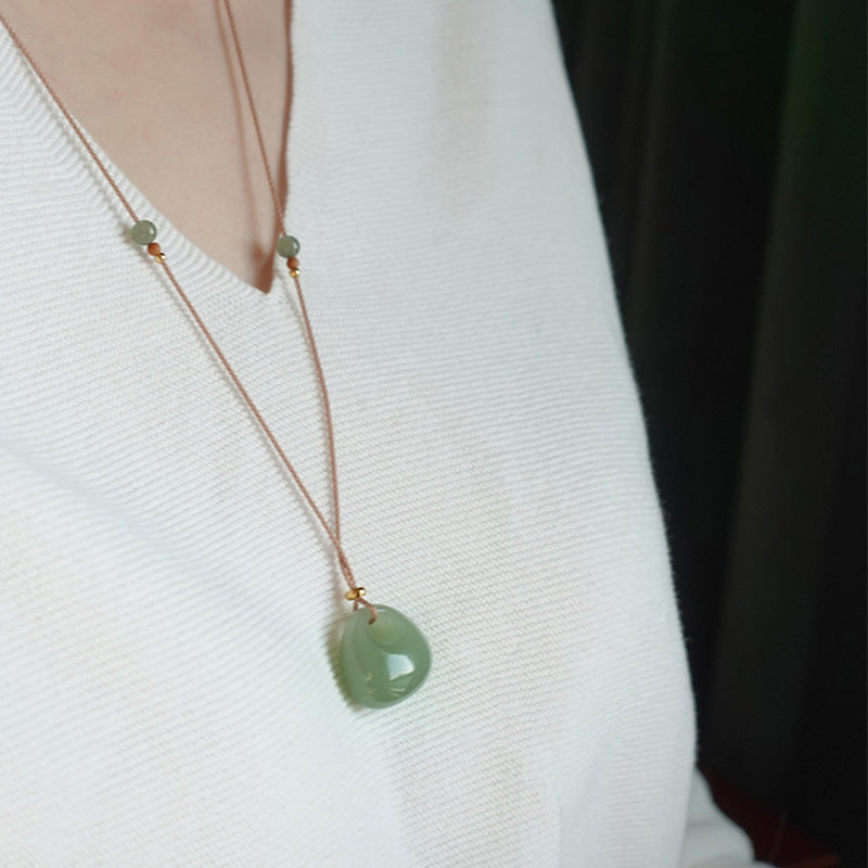 Buddha Stones Natural Jade Luck Prosperity Necklace Pendant - image 5