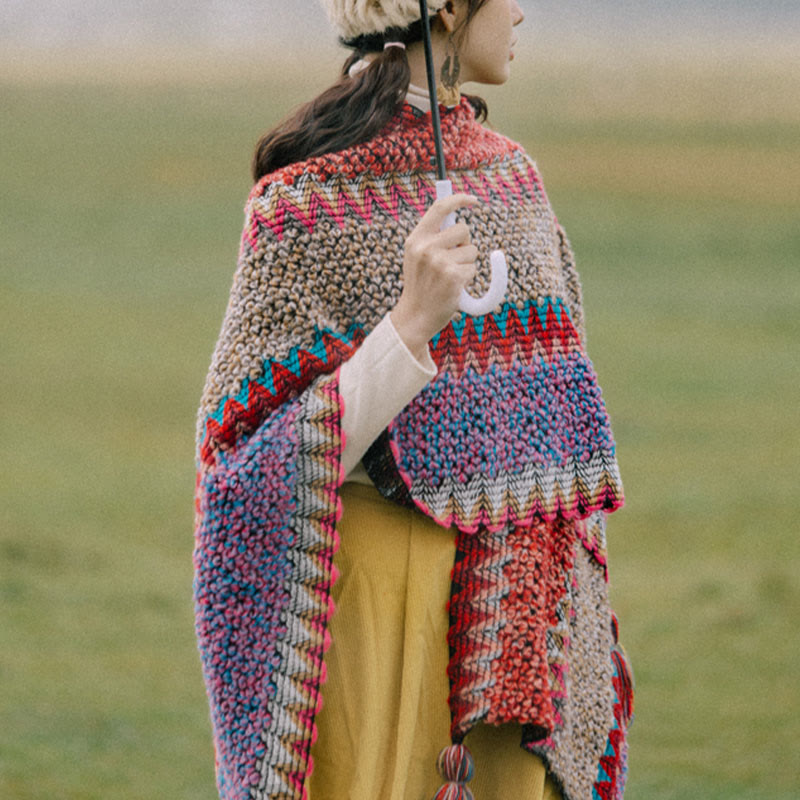 Buddha Stones Tibetan Shawl Warm Cloak Tibetan Tassel Scarf - image 1