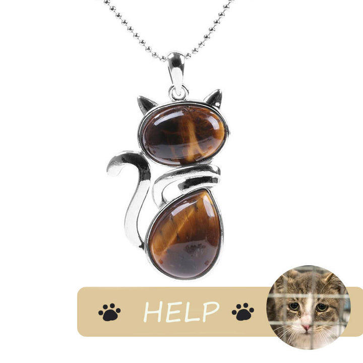 "Save A Cat" Cute Cat Pattern Natural Crystal Protection Cat-Loving Pendant Necklace - image 20