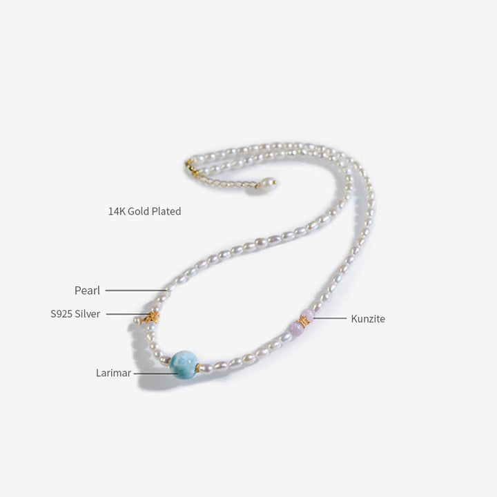 Buddha Stones 925 Sterling Silver Natural Pearl Larimar Sincerity Necklace Pendant - image 8
