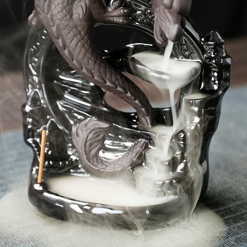 Buddha Stones Nordic Pterosaur Dragon Ceramic Backflow Smoke Fountain Protection Healing Incense Burner Decoration - image 5