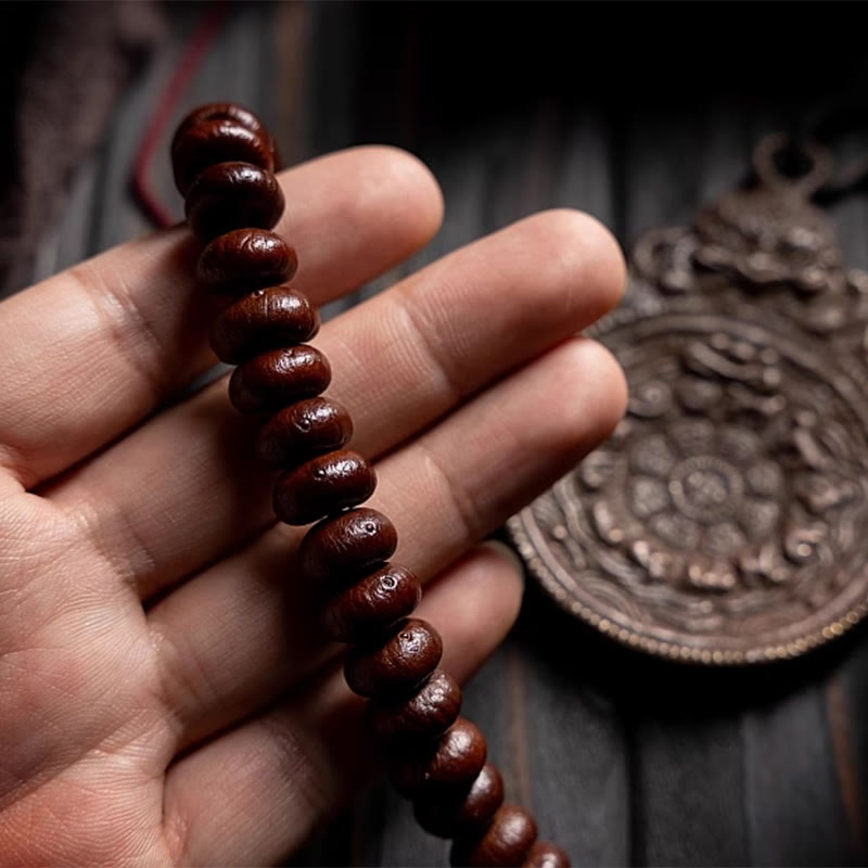 Buddha Stones Natural Tibet 108 Mala Beads Purple Bodhi Seed Hetian Cyan Jade Copper Dorje Peace Bracelet