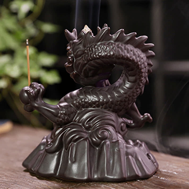Auspicious Dragon Ceramic Backflow Smoke Fountain Meditation Healing Incense Burner Led Ball Decoration - image 10