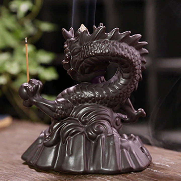 Auspicious Dragon Ceramic Backflow Smoke Fountain Meditation Healing Incense Burner Led Ball Decoration - image 10