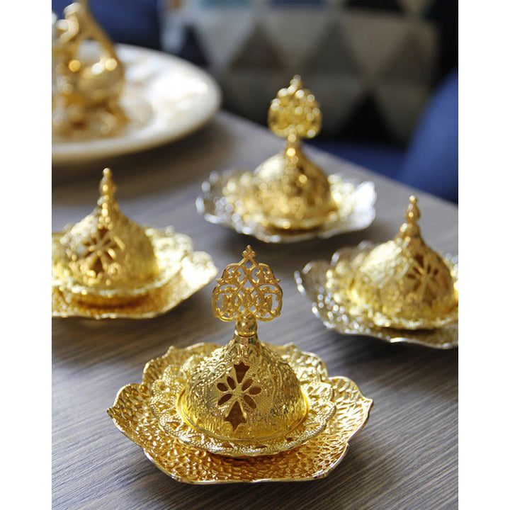 Gold Leaf Coaster Spiritual Mini Alloy Metal Incense Burner - image 11