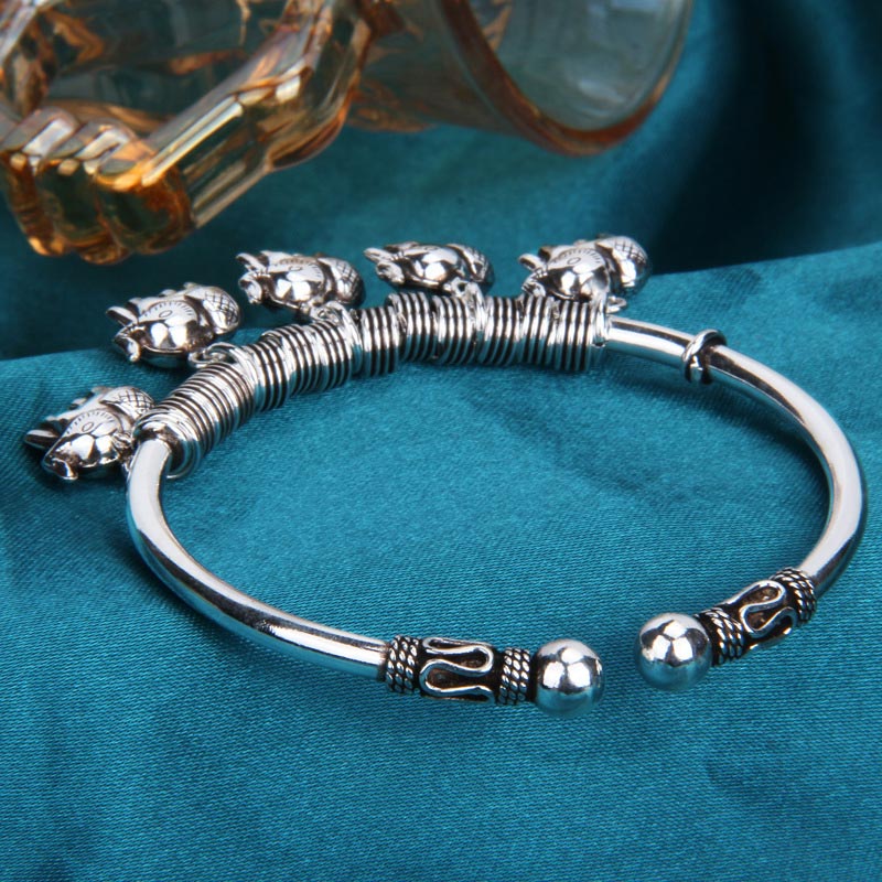 Buddha Stones 925 Sterling Silver Elephant Strength Bracelet Bangle - image 10