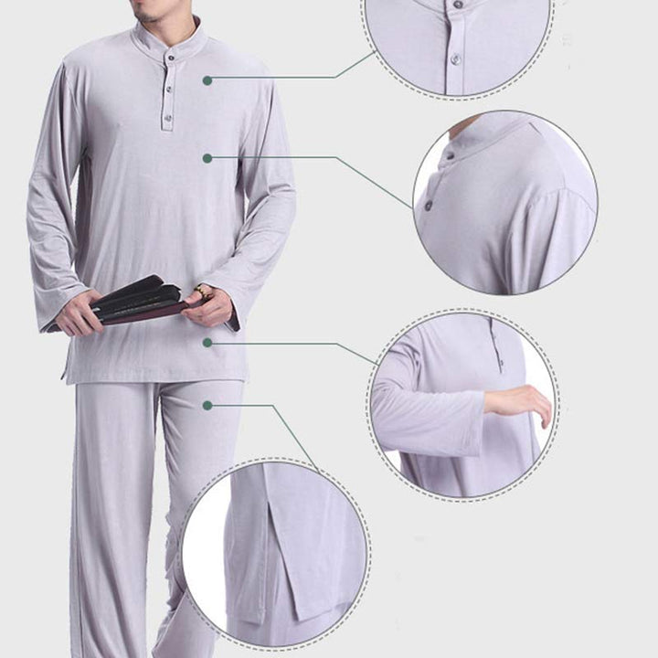 Meditation Prayer Spiritual Zen Tai Chi Practice Yoga Clothing Men's Set - image 9