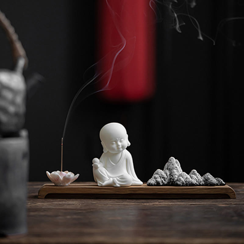 Buddha Stones Lotus Flower Tathagata Kwan Yin Avalokitesvara Ksitigarbha Meditation Ceramic Stick Incense Burner Decoration - image 13