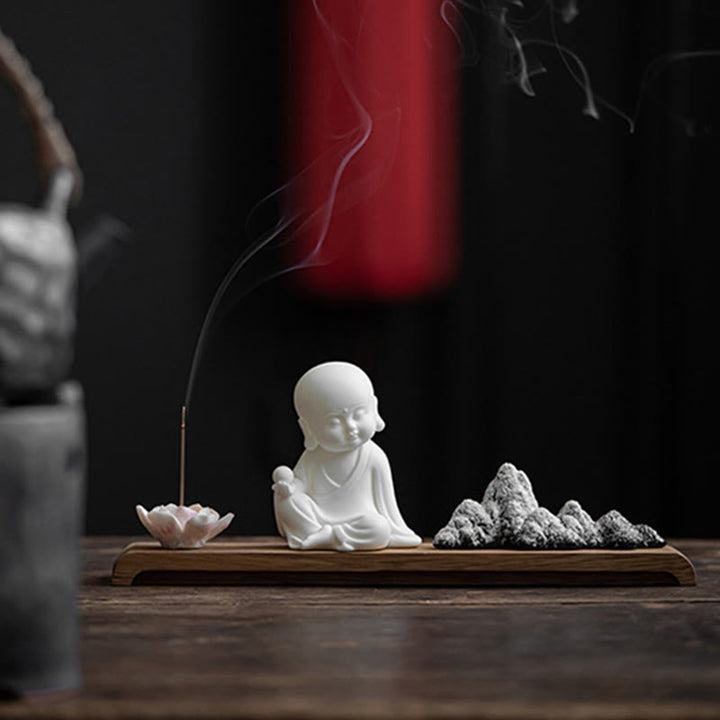 Buddha Stones Lotus Flower Tathagata Kwan Yin Avalokitesvara Ksitigarbha Meditation Ceramic Stick Incense Burner Decoration - image 13