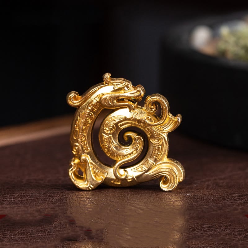 Buddha Stones Mini Auspicious Dragon Pattern Meditation Zinc Alloy Small Incense Stick Burner - Gold Dragon 4*3.7cm - image 2