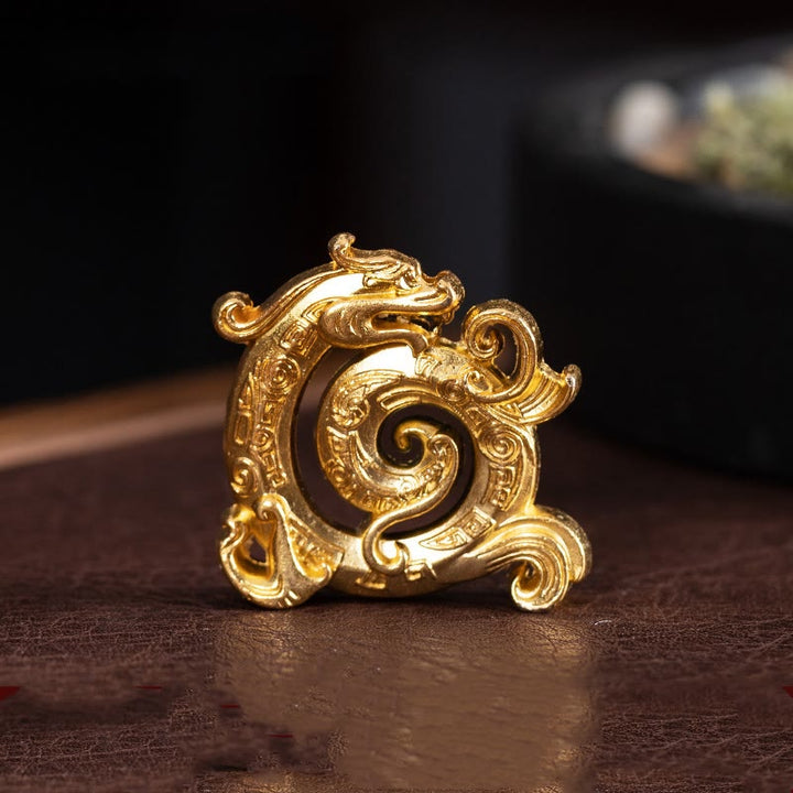 Buddha Stones Mini Auspicious Dragon Pattern Meditation Zinc Alloy Small Incense Stick Burner - Gold Dragon 4*3.7cm - image 2