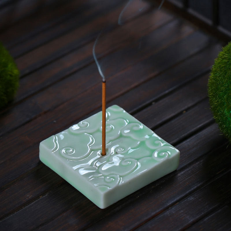 Buddha Stones Mini Auspicious Clouds Design Healing Stick Ceramic Small Incense Burner Decoration - image 5