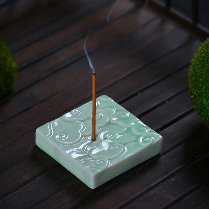 Buddha Stones Mini Auspicious Clouds Design Healing Stick Ceramic Small Incense Burner Decoration - image 5
