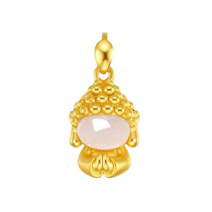 White Jade Buddha Success Pendant Necklace - image 3