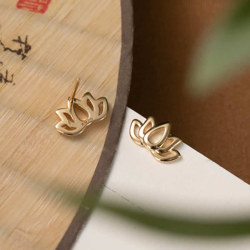 Buddha Stones 925 Sterling Silver Lotus Flower Blessing Earrings - image 5