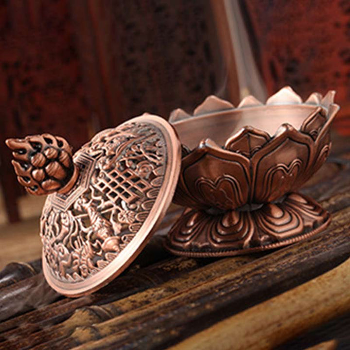 Buddha Stones Tibetan Lotus Shaped Purify Incense Burner - image 3
