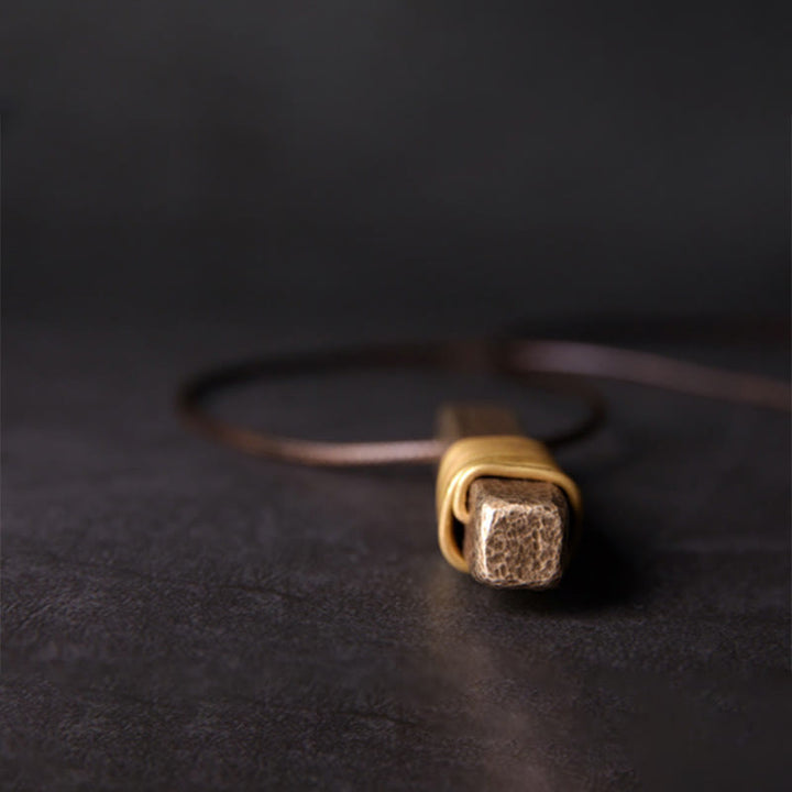 Buddha Stones Vintage Textured Design Brass Copper Wealth Necklace Pendant - image 5