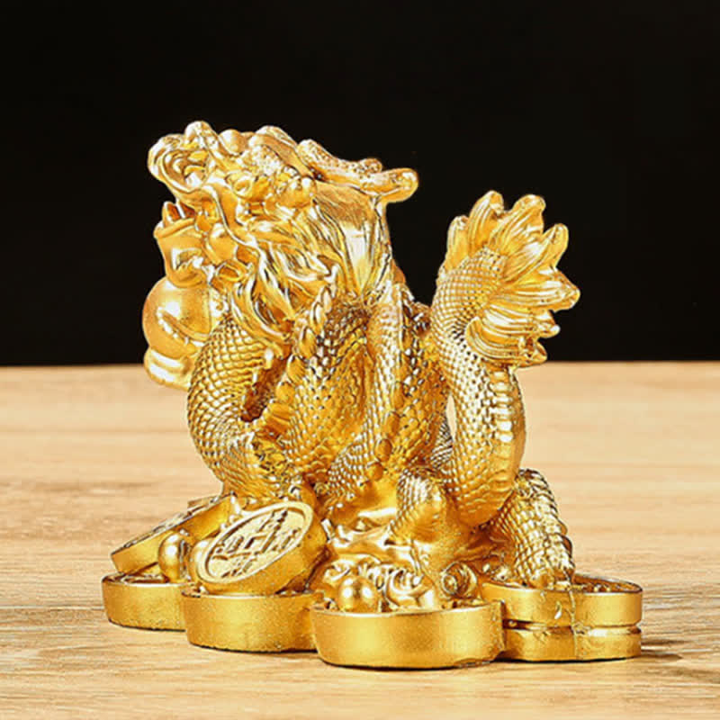 Buddha Stones Feng Shui Dragon Copper Coin Wealth Success Luck Decoration - image 4