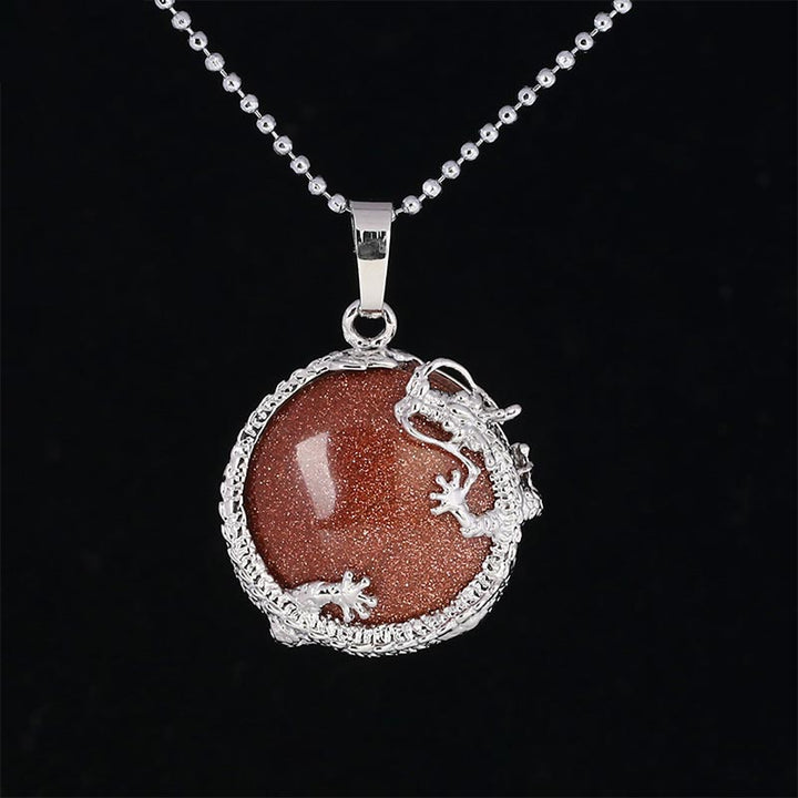 Buddha Stones Chinese Dragon Natural Quartz Crystal Healing Energy Necklace Pendant - Brown Sand - image 5