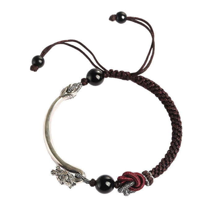 Buddha Stones 925 Sterling Silver Auspicious Dragon Success Handcrafted Braided Bracelet - image 10