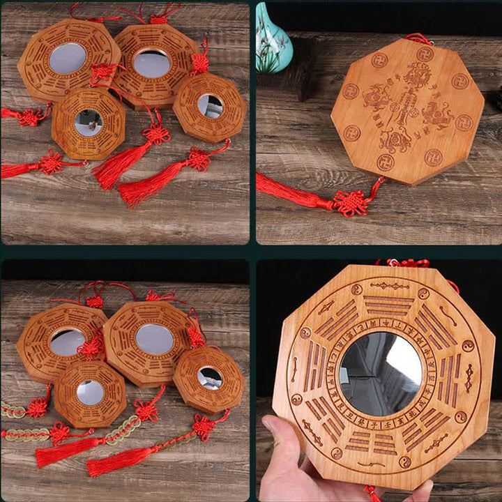 Feng Shui Bagua Map Peach Wood Five-Emperor Coins Chinese Knotting Balance Energy Map Mirror - image 10