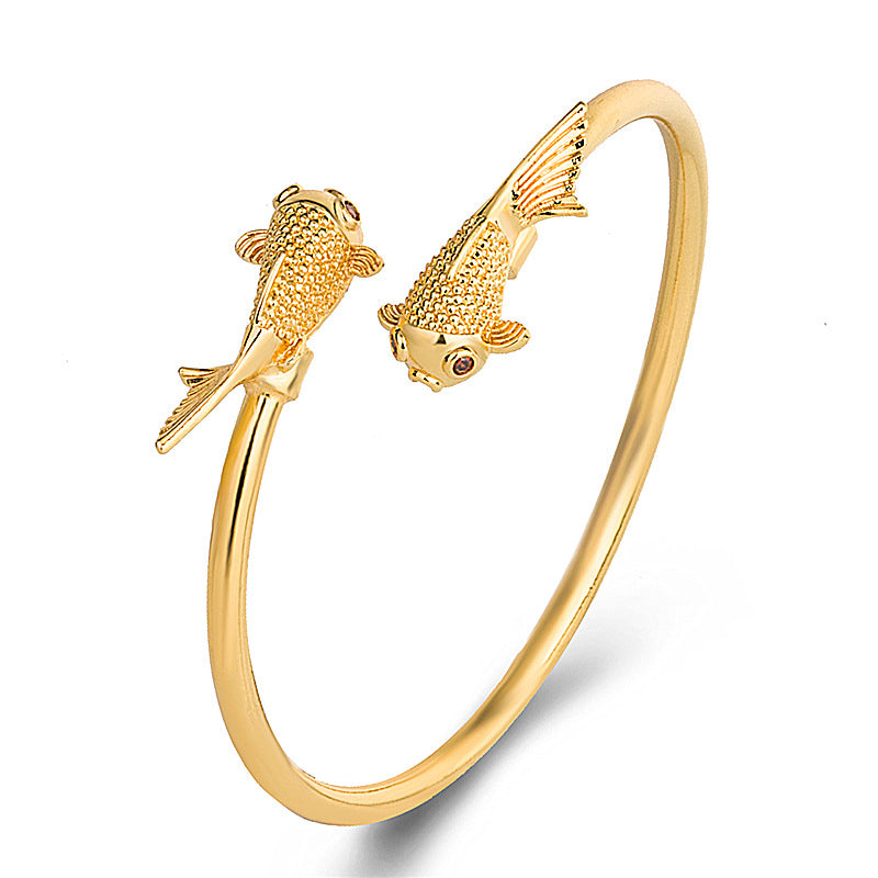 Buddha Stones Double Koi Fish Copper Prosperity Wealth Bracelet - Koi Fish (Luck ♥ Prosperity) - image 1