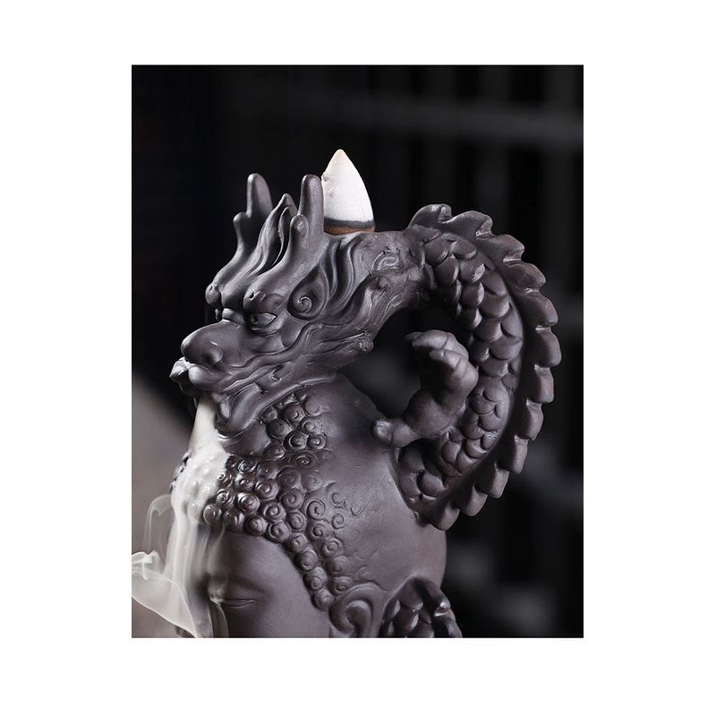 Buddha Stones Dragon Buddha Auspicious Clouds Purple Clay Healing Incense Burner Decoration - image 11