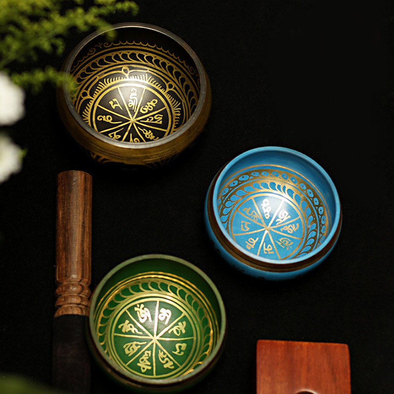 Tibetan Meditation Sound Bowl Handcrafted for Healing and Mindfulness Support Protection Singing Bowl Set - image 0