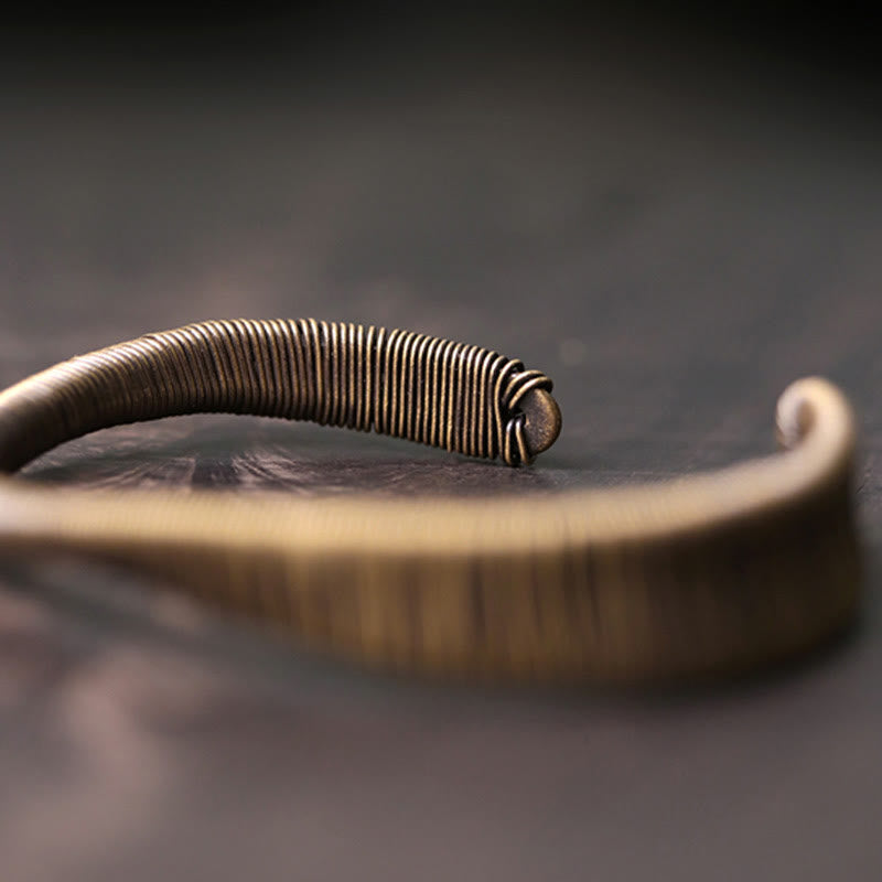 Buddha Stones Simple Design Wrapped Copper Luck Wealth Adjustable Cuff Bracelet - image 7