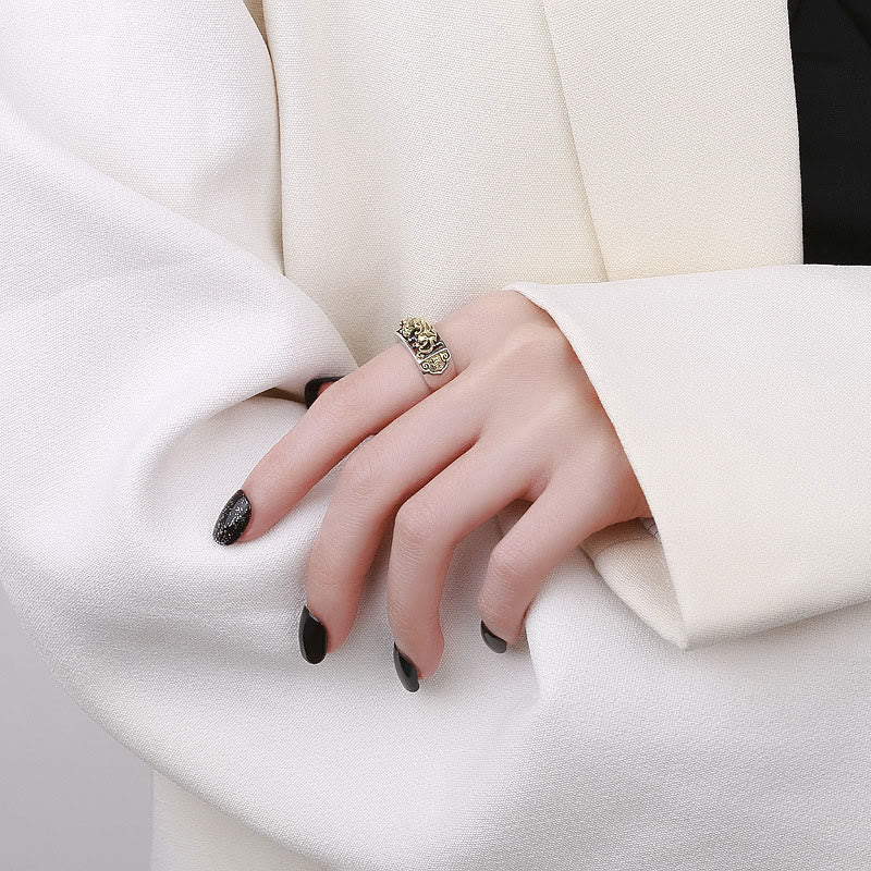 925 Sterling Silver PiXiu Luck Wealth Adjustable Ring - image 4