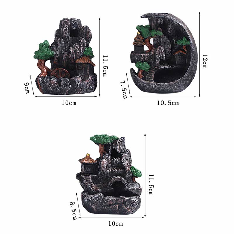 Mountain Bridges Pattern Meditation Resin Backflow Incense Burner - image 19