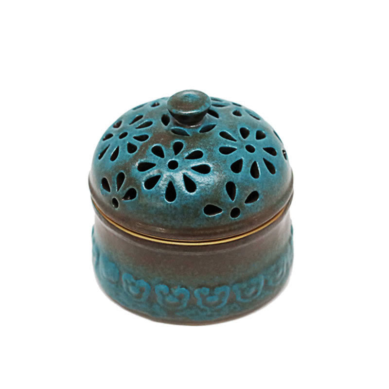 Buddha Stones Mini Hollow Spiritual Meditation Ceramic Small Incense Burner Decoration - image 9