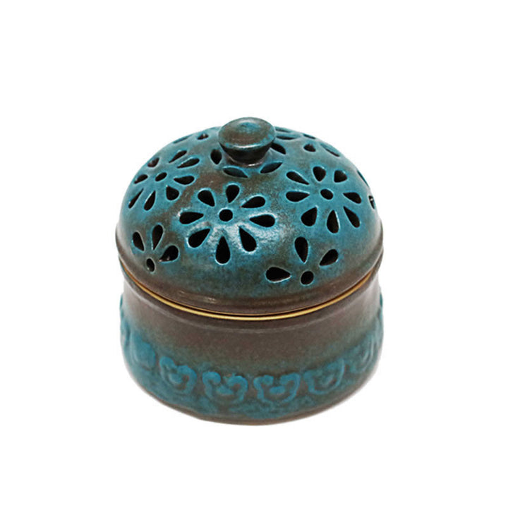 Buddha Stones Mini Hollow Spiritual Meditation Ceramic Small Incense Burner Decoration - image 9