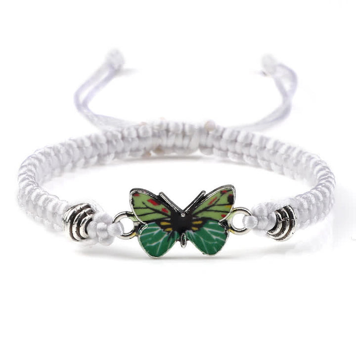 Buddha Stones Butterfly Freedom Love String Charm Bracelet - White-Green Butterfly - image 15