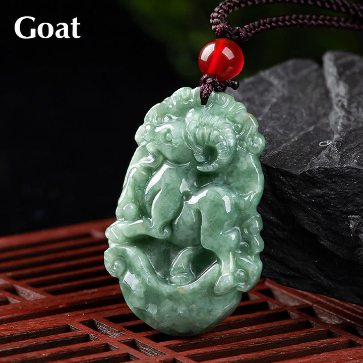 Buddha Stones Natural Jade 12 Chinese Zodiac Prosperity Necklace Pendant - Goat - image 21