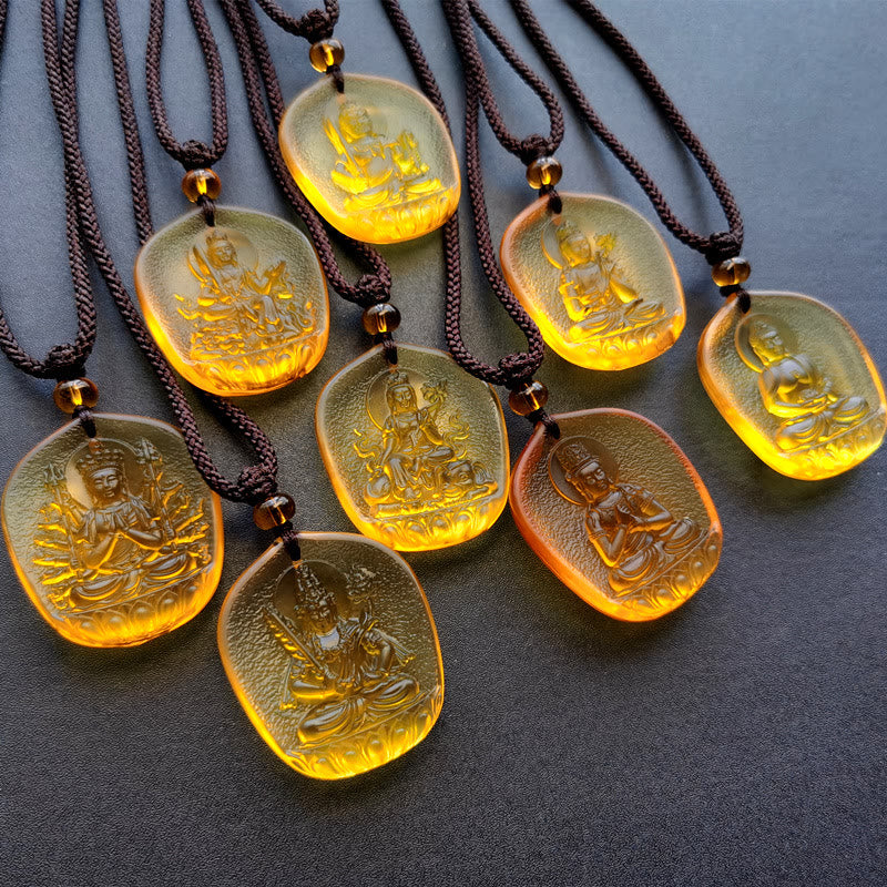 Buddha Stones Chinese Zodiac Natal Buddha Blessing Liuli Crystal Compassion Necklace Pendant - image 9
