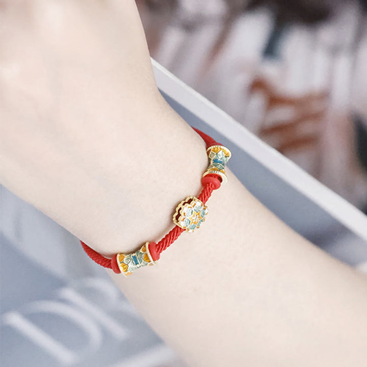 Buddha Stones Dunhuang 925 Sterling Silver Lotus Drum New Beginning Red Rope Bracelet - image 8